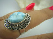 bpe6211 Egzotyczny Pierścień Rzadki Błękitny Larimar (kamień Anielski ) - stawy, serce lęki, otwiera czakrę gardła r.16 Srebro 925 # - 3