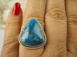 bpe6463  CUDNY Pierścień  naturalny niebieski błękitny Morski AZURYT r.18 Srebro 925 # - 4