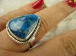 bpe6463  CUDNY Pierścień  naturalny niebieski błękitny Morski AZURYT r.18 Srebro 925 # - 5