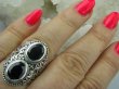 bpee3150 Magiczny Orientalny Pierścień Onyks - regeneruje SERCE, EGZEMY, PAMIĘĆ r.17 Srebro 925 # - 2