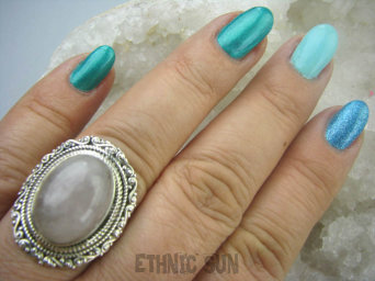 bpe5765 Egzotyczny Pierścień KWARC Różowy - kamień mocnego SERCA r.21 Srebro 925 #