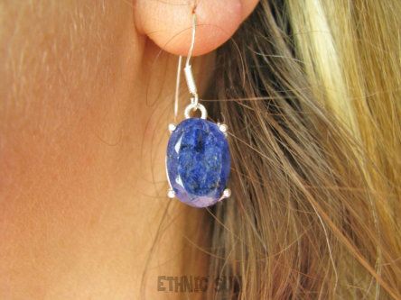 bkee1114 Piękne eleganckie Lekkie Delikatne Kolczyki szlifowany Szafir Indyjski - WIERNOŚĆ związkach , Stres, choroby oczu ciśnienie Szafiry Srebro 925