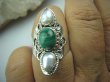 bpee2831 LŚNIĄCY Egzotyczny Pierścień hodowlane prawdziwe PERŁY PERŁA , naturalny Malachit r.16 Srebro 925 # - 4