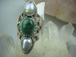 bpee2831 LŚNIĄCY Egzotyczny Pierścień hodowlane prawdziwe PERŁY PERŁA , naturalny Malachit r.16 Srebro 925 # - 6