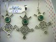kpl10 Piękny Komplet Wisior i Kolczyki AZTECKIE WZORY z Onyksami Zielony Onyks Aztekowie Meksyk Srebro 925 - 4