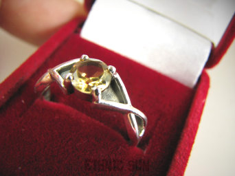 bpee4418 Delikatny śliczny Pierścień Pierścionek szlifowany Cytryn - kamień antycukrzycowy r.20/ r.21 Srebro 925