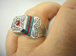 bpe8890 SYGNET SUŁTANA jak z Baśni UNISEX Wooow Zabójczo Piękny PIERŚCIEŃ Pierścionek Inkrustowany Koral Turkus oraz Czerwony Onyks r.20 Srebro 925 # - 7