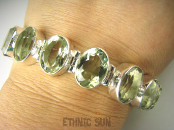 bb3612  Luksusowa DUŻA 29 g !!!  BOSSSKA Bransoletka Bransoleta RZADKI kamień ZIELONY AMETYST 8 sztuk Srebro 925 CUDOWNA  #