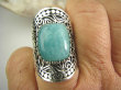 bpe7194 EGZOTYCZNY KLEJNOT - Piękny Duży Pierścień Amazonit - kamień marzeń i realizacji r.15/ r.16 SZEROKA OBRĄCZKA Srebro 925 # - 5