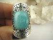 bpe7194 EGZOTYCZNY KLEJNOT - Piękny Duży Pierścień Amazonit - kamień marzeń i realizacji r.15/ r.16 SZEROKA OBRĄCZKA Srebro 925 # - 7
