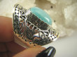 bpe7194 EGZOTYCZNY KLEJNOT - Piękny Duży Pierścień Amazonit - kamień marzeń i realizacji r.15/ r.16 SZEROKA OBRĄCZKA Srebro 925 # - 8