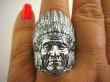 bpe4363 APACZ INDIANIN jak żywy 20 g! - SYMBOL WIEDZY I MĄDROŚCI !!! Niezwykły DUŻY 3,5cm 19 g Pierścień INDIANIN Cały ze Srebra r .22/ r.23 DUŻY ROZMIAR  Srebro 925 #1636 - 11