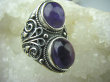 bpe6086 DUŻY Masywny Pierścień z Ametystami Fioletowy Ametyst - kamień mądrości r.17 Srebro 925 # - 8