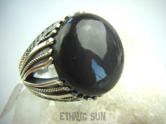 bpe5218 Kolory Ziemi CUDO 16g Duży Marokański Pierścień Brązowy Kojący Jaspis - uspokaja duszę r.18/  szczupłe r.19 Maroko Srebro 925 #