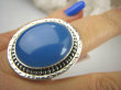 bpe7187 DUŻY Okaz Błękitne Cacko Niebieski WSPANIAŁY Pierścień CHALCEDON (TARCZYCA) r.16 egzotycznie zdobione Srebro 925 # - 4