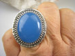 bpe7187 DUŻY Okaz Błękitne Cacko Niebieski WSPANIAŁY Pierścień CHALCEDON (TARCZYCA) r.16 egzotycznie zdobione Srebro 925 # - 6