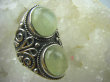 bpe5764 Śliczny Pierścień z naturalnym Prehnitem PREHNIT - Czakra Serca r.13 szeroka zdobiona obrączka Srebro 925 # - 10