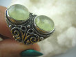 bpe5764 Śliczny Pierścień z naturalnym Prehnitem PREHNIT - Czakra Serca r.13 szeroka zdobiona obrączka Srebro 925 # - 8