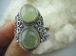 bpe5764 Śliczny Pierścień z naturalnym Prehnitem PREHNIT - Czakra Serca r.13 szeroka zdobiona obrączka Srebro 925 # - 9