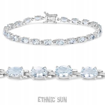 bb2893 Bransoletka "tenisówka" LUX Klejnot dł  19,3 (18,5cm)cm naturalny rzadki DROGI AKWAMARYN jasno błękitny wręcz krystaliczny kolor 17 G BOSKO PIĘKNA Delikatna Bransoleta ZAPIĘCIE KASETOWE Akwamaryn - symbol miłości 24 sztuk kasetowe zapięcie SREBRO 9