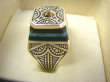bpe8951 SYGNET SUŁTANA Zabójczo Piękny PIERŚCIEŃ Pierścionek Inkrustowany Onyks Turkus Turkusy oraz Tygrysie Oko r.22 Srebro 925 # - 8