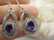 bkee1070 Egzotyczne Długie Lekkie Ażurowe Kolczyki Fioletowy Ametyst - kamień mądrości Srebro 925 - 3