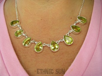 bn1519 LUX BOSKA Duża 30G KOLIA 42-47cm Naszyjnik Duże okazy kamieni ŻÓŁTY CYTRYN LEMON 8 sztuk kamień antycukrzycowy Srebro 925 #