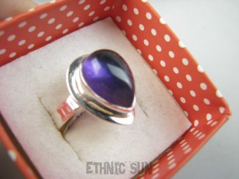 bpe9419 Delikatny śliczny Klasyczny Wygodny Pierścień Pierścionek AMETYST - kamień odwagi r.18 Srebro 925