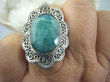 bpee3226 SZMARAGDOWY KLEJNOT !!!! Kunsztowny DUŻY Pierścień zielony Szmaragd Indyjski Szmaragdy r.21 Srebro 925 # - 7