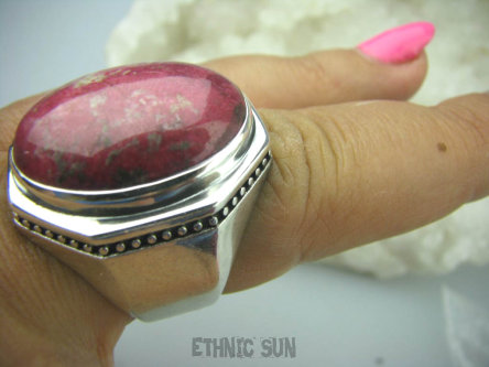 bpe6003 Klasyczny Duży 20 G Pierścień Sygnet RÓŻOWY THULIT - łączy logikę z sercem r.22 UNISEX Srebro 925 #