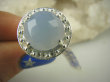 bpee3568 CUDOWNY LUX Wysoki Pierścień Rzadkość Błękitno Szary (WODNY) Chalcedon r.17 Srebro 925 # - 3