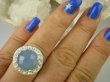 bpee3568 CUDOWNY LUX Wysoki Pierścień Rzadkość Błękitno Szary (WODNY) Chalcedon r.17 Srebro 925 # - 2