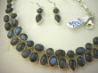 bn1566 Piękny komplet Kolia i Kolczyki REGULOWANY 55 gramów Naszyjnik Labradoryt Spektrolit kamień Zorzy Polarnej Srebro 925 # - 10
