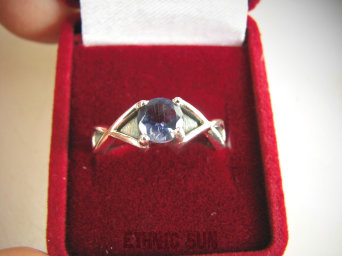 bpee4191 Delikatny śliczny Pierścień Pierścionek OBRĄCZKA szlifowany INDYGOLIT - kamień młodości r.20 Srebro 925