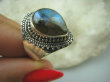 bpe5496 Egzotyczny Delikatny Pierścień Niebieski LABRADORYT Spektrolit - kamień Zorzy Polarnej r.17 SREBRO 925 - 6