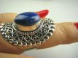 bpe4039 Piękny DUZY Pierścień z królewskim Lapis Lazuli - strażnik prawdy i mądrości r.14/ r.15  Srebro 925 # - 8