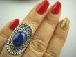 bpe4039 Piękny DUZY Pierścień z królewskim Lapis Lazuli - strażnik prawdy i mądrości r.14/ r.15  Srebro 925 # - 9