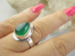 bpe9346 Przepiękny Delikatny Pierścień Pierścionek Zielony ONYKS - regeneruje SERCE, EGZEMY, PAMIĘĆ r.20/ r.21 Srebro 925 - 3
