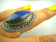 bpe2816 Czarodziejsko Piękny CUDOWNY Orientalny Pierścień Labradoryt Spektrolit - kamień Zorzy Polarnej r.16/ r.17 Srebro 925 # - 3