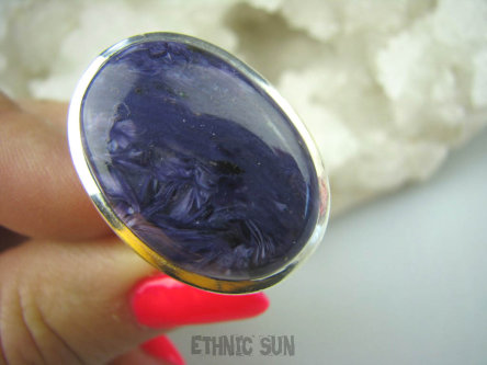 bpe5714 Klasyczny Pierścień DROGOCENNY Rzadki CZAROIT KAMIEŃ JASNOWIDZÓW r.21 Srebro 925 #