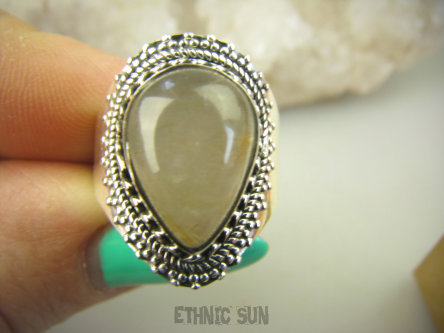 bpe8894 Delikatny Pierścień Pierścionek Złote Włosy Wenus Złoty Kwarc z Rutylem r.14/ r.15 szeroka obrączka Srebro 925