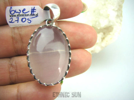 bwe2705 Piękny 17 g Wisior różowy Kwarc Różowy - kamień mocnego serca Maroko, Marokańskie Wzornictwo Srebro 925 #