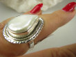 bpee4114 Wielka I Bosko Piękna PERŁA BIWA CUDO Elegancki Pierścień Pierścionek z niesamowitą DUŻA opalizująca perła r.15 Srebro 925 # - 3
