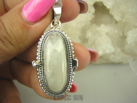 bwe3156 Duży Sekretnik MEDALION Na Zdjęcia lub Marzenia Piękny otwierany Wisior Kamień Księżycowy Srebro 925 #