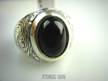 bpe3332 Duży Męski lub Damski Sygnet Pierścień z Onyksem ONYKS regeneruje SERCE, EGZEMY, PAMIĘĆ r.20 Srebro 925 #