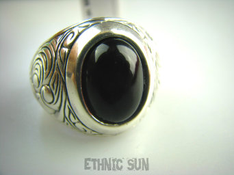 bpe3332 Duży Męski lub Damski Sygnet Pierścień z Onyksem ONYKS regeneruje SERCE, EGZEMY, PAMIĘĆ r.20 Srebro 925 #