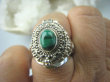 bpe5884 Bogato Zdobiony Piękny Sekretnik UNIKAT !!! Otwierany Pierścień na zdjęcia lub marzenia Zielony Malachit r.16/ r.17 Srebro 925 # - 4