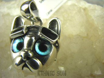 bwe2971  BULDOG FRANCUSKI  czy KOT W OKULARACH co myslicie ? Przesłodki wisior  Emalia jubilerska SREBRO 925 # ideał na prezent