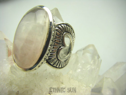 bpe4289 MIŁOSNA KOLEKCJA ZAKOCHANE SERCE !!! Wspaniały Pierścień Kwarc Różowy - kamień mocnego serca r.17 Srebro 925 #