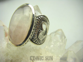 bpe4289 MIŁOSNA KOLEKCJA ZAKOCHANE SERCE !!! Wspaniały Pierścień Kwarc Różowy - kamień mocnego serca r.17 Srebro 925 #